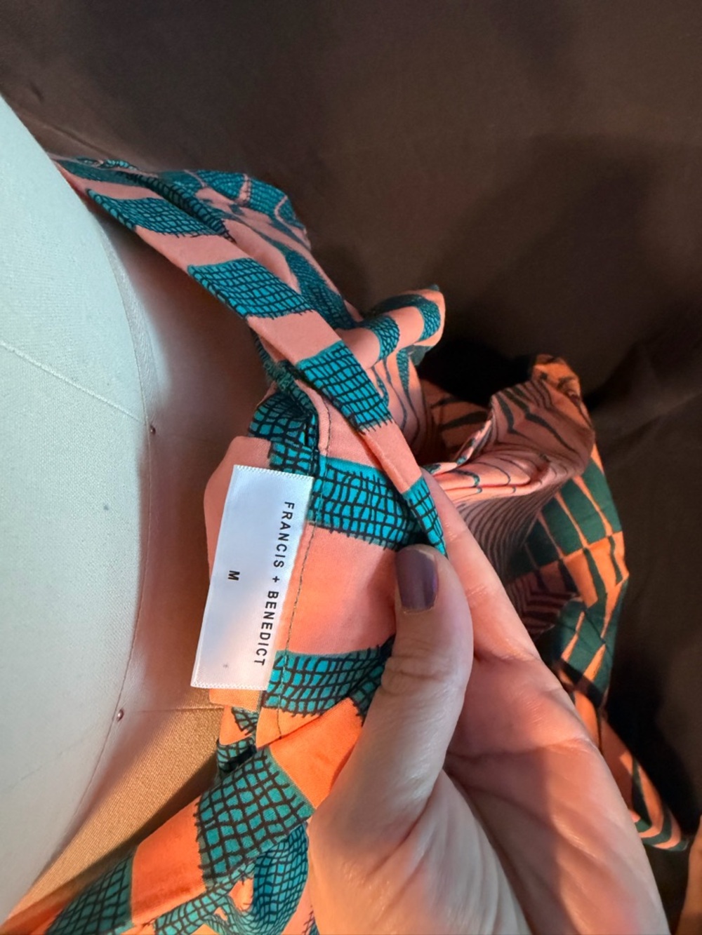 Francis and Benedict Teal and Orange Striped Maxi Skirt - Picture 4 of 4